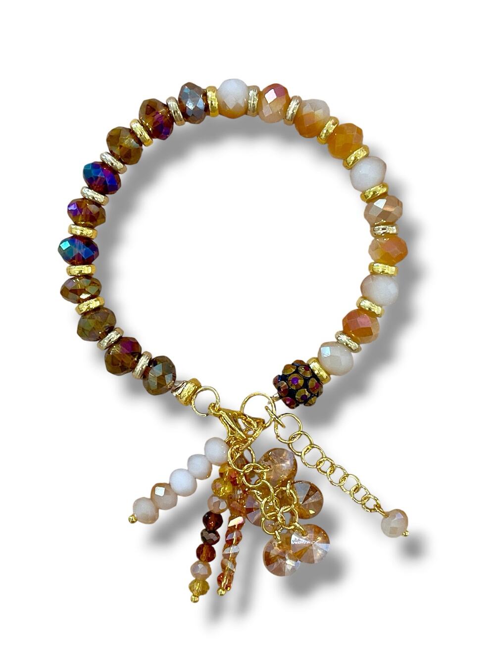 Gold Swarovski Beaded Charm Bracelet